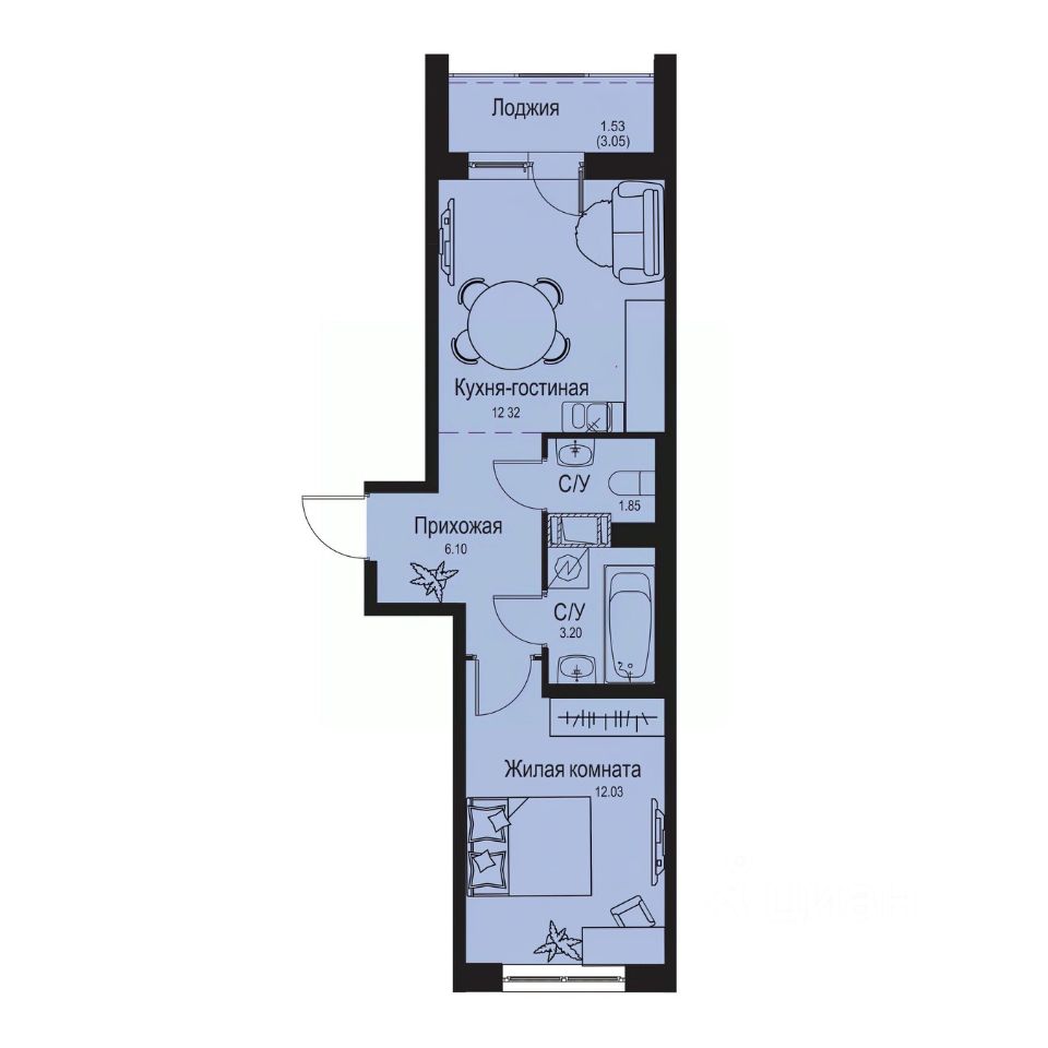 1-комн.кв., 37 м², 3/9 этаж