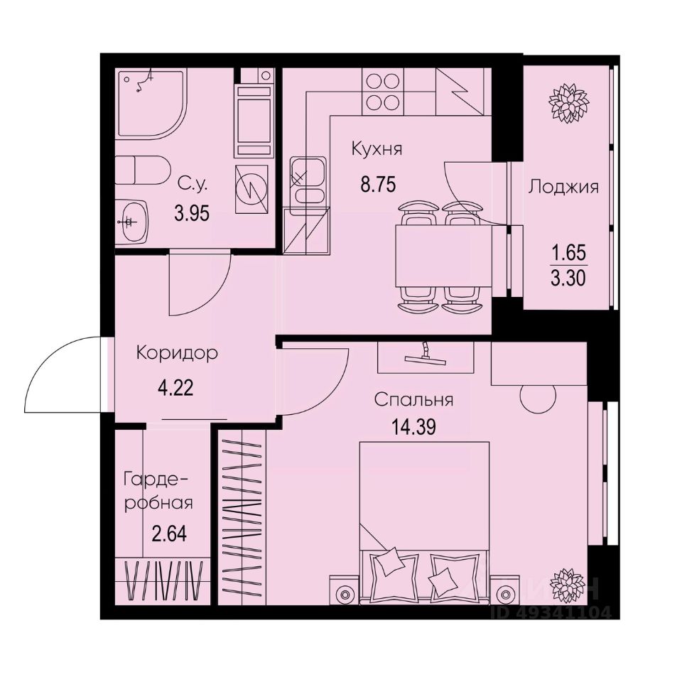 1-комн.кв., 35,6 м², 4/9 этаж