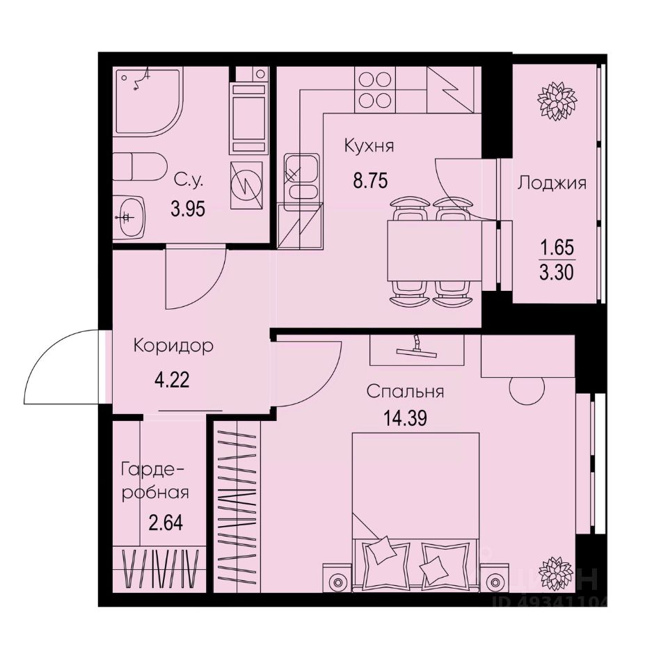 1-комн.кв., 35,6 м², 3/9 этаж