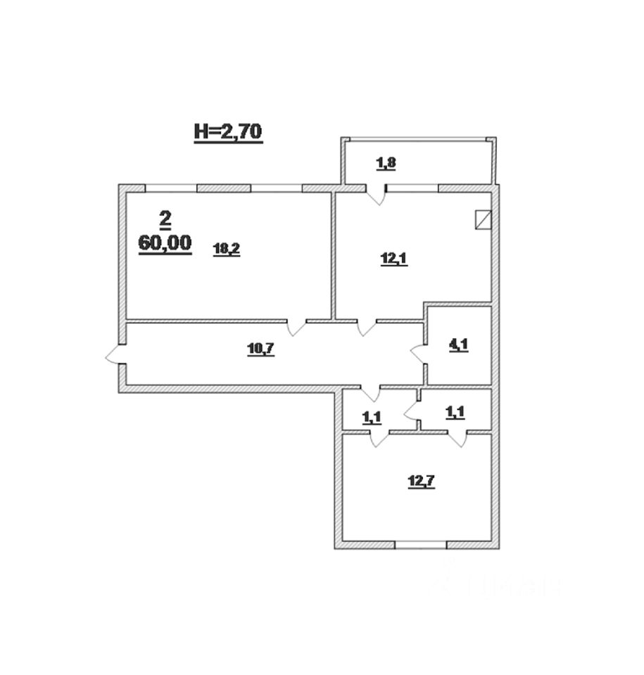 Планировка этой квартиры по данным Циан