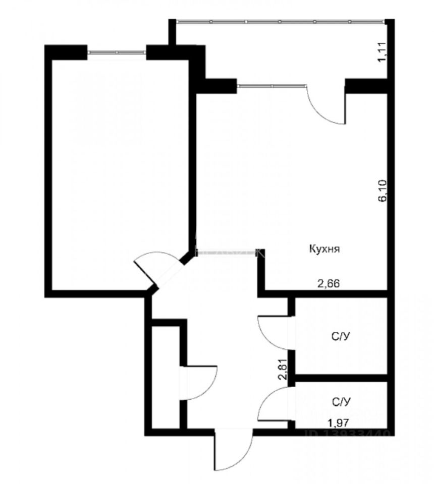 Планировка этой квартиры по данным Циан