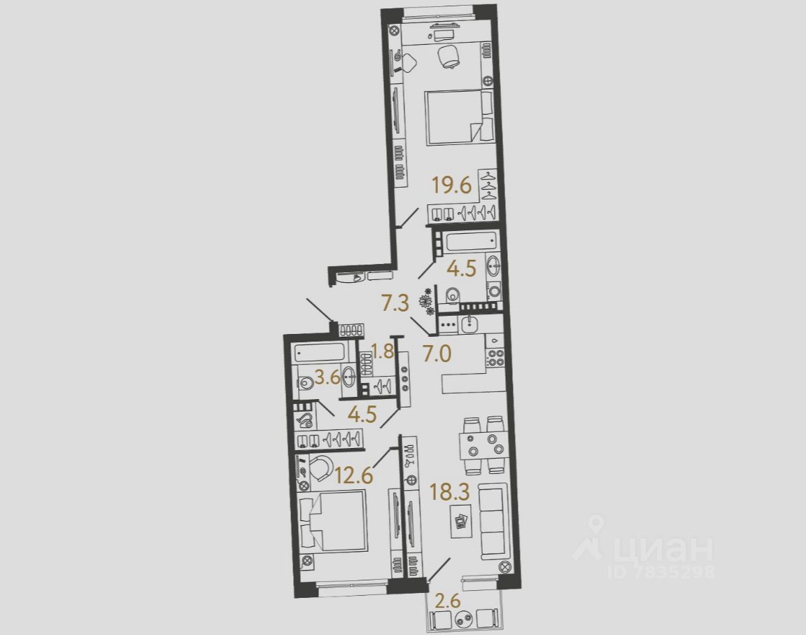 2-комн.кв., 79,2 м², 4/4 этаж