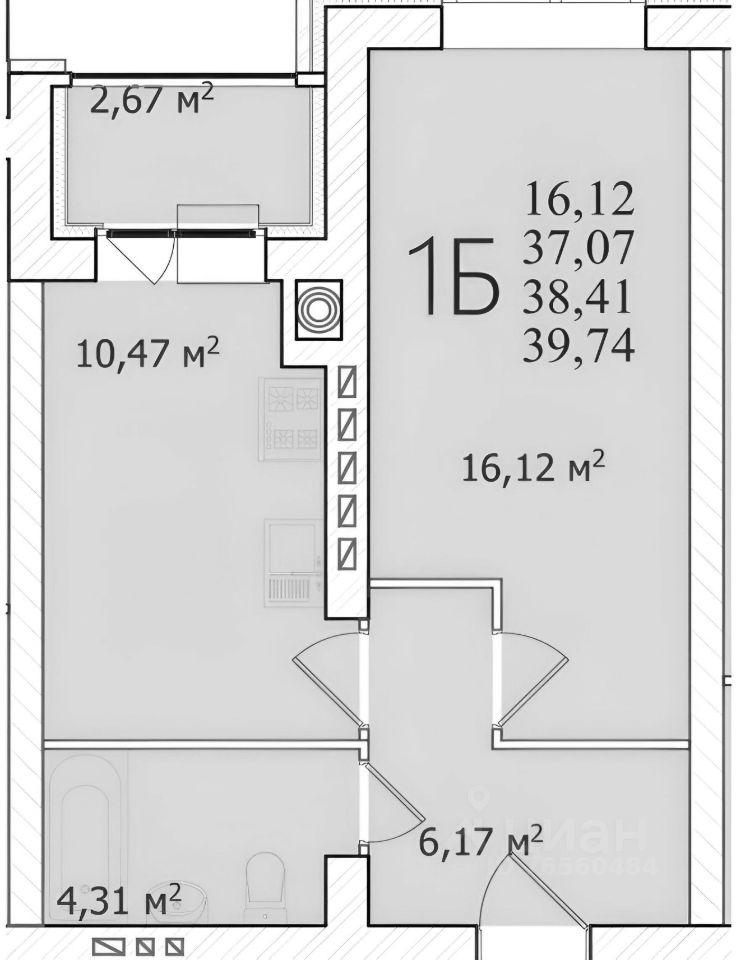 Планировка этой квартиры по данным Циан