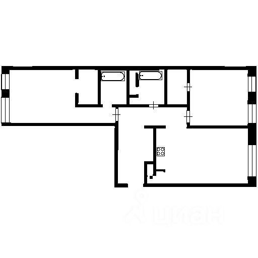 Планировка этой квартиры по данным Циан
