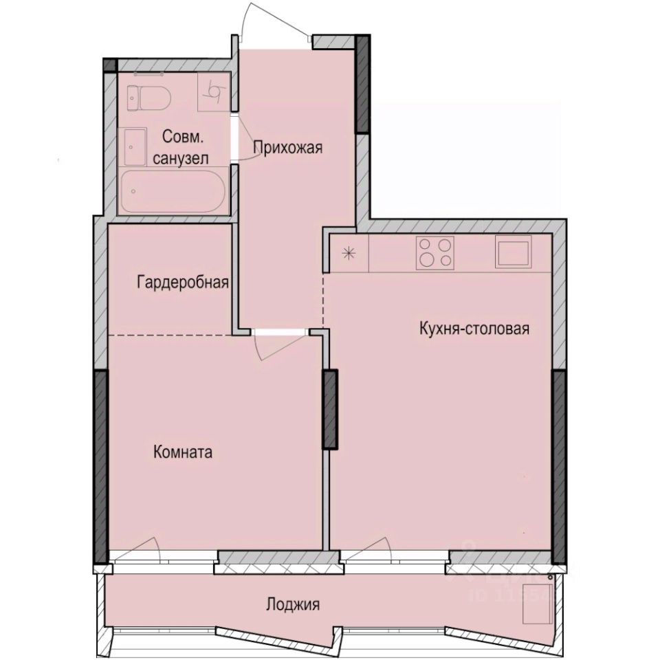 1-комн.кв., 44,3 м², 4/23 этаж