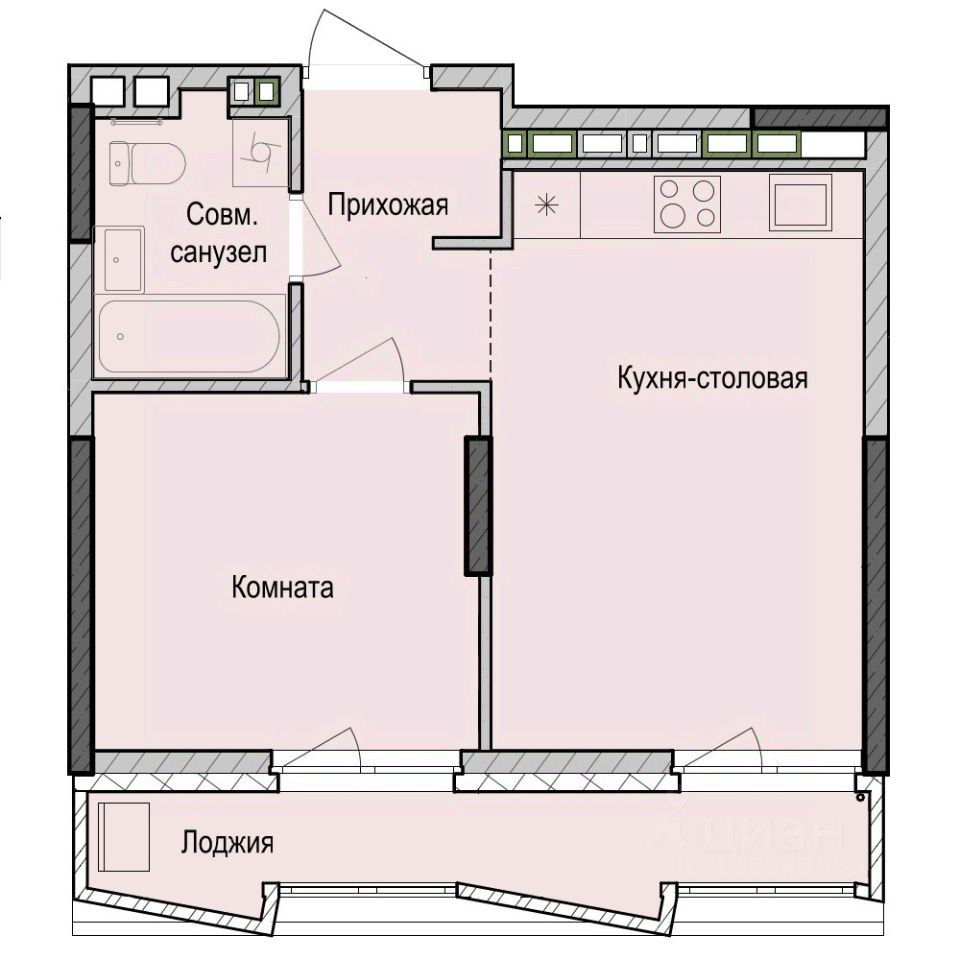 1-комн.кв., 38,8 м², 2/23 этаж