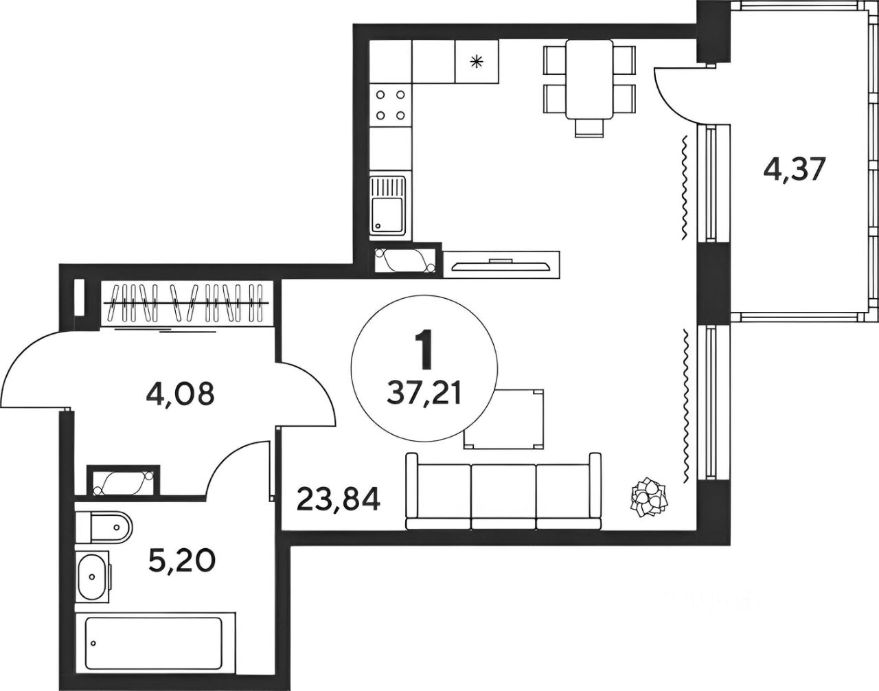 Планировка этой квартиры по данным Циан