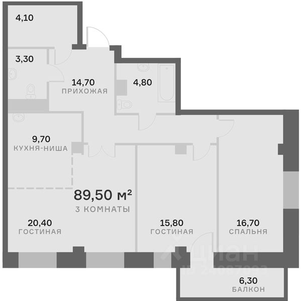 Планировка этой квартиры по данным Циан