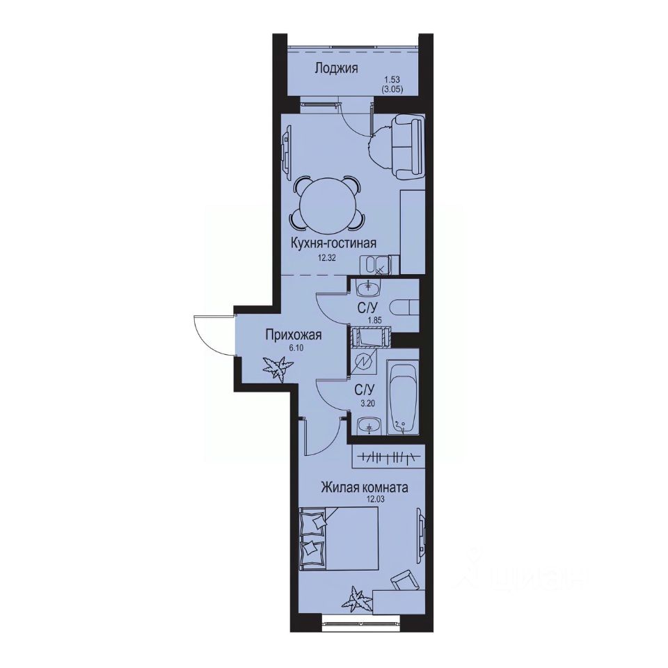 1-комн.кв., 37 м², 7/9 этаж