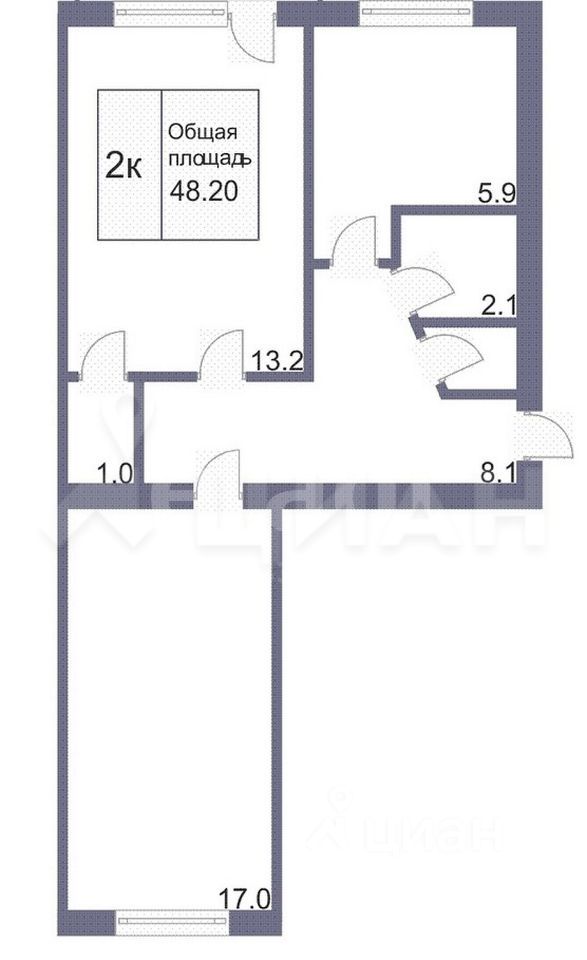 Планировка этой квартиры по данным Циан