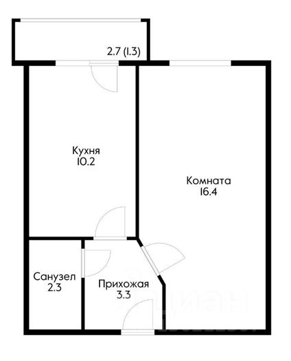 Планировка этой квартиры по данным Циан