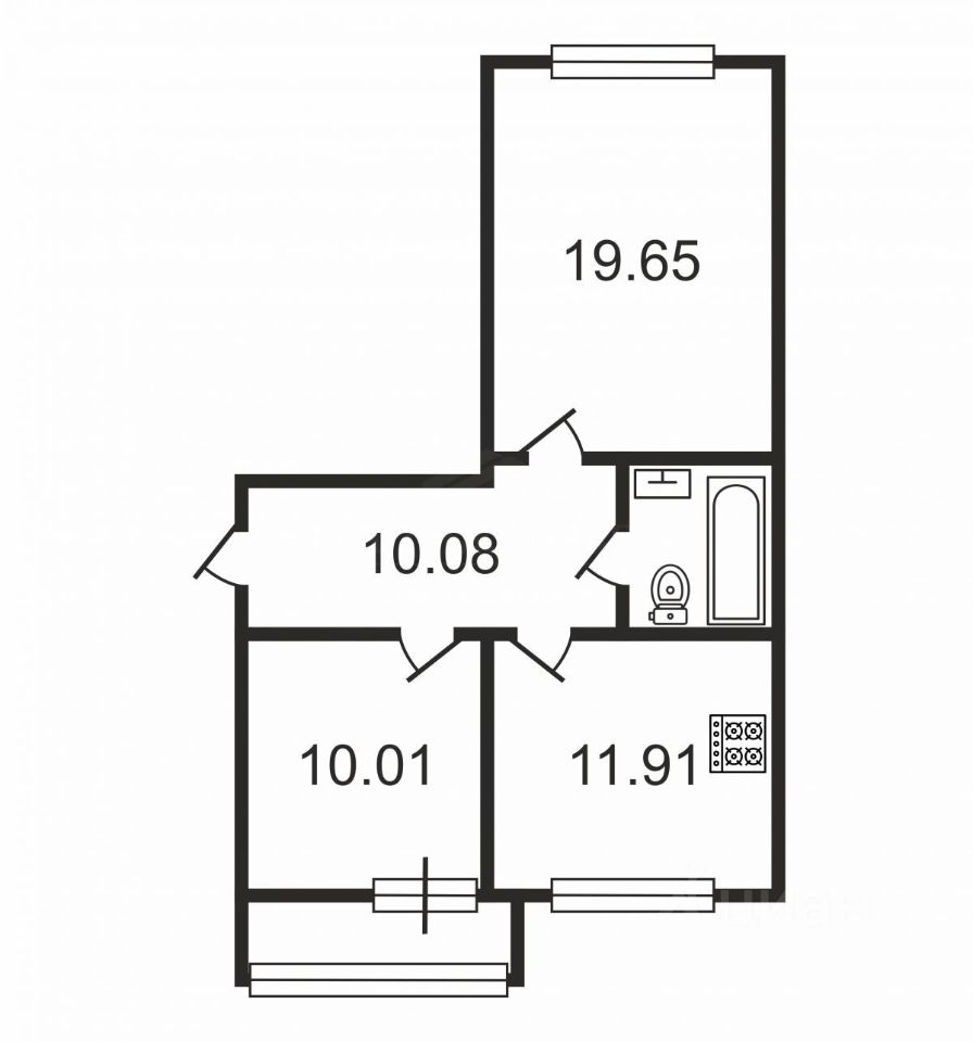 Планировка этой квартиры по данным Циан