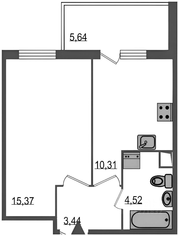 Планировка этой квартиры по данным Циан
