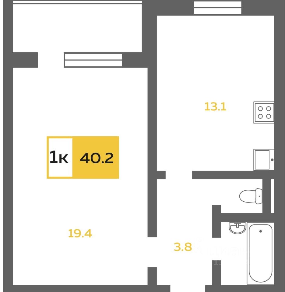 Планировка этой квартиры по данным Циан