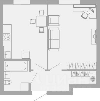 Планировка этой квартиры по данным Циан