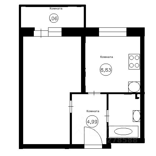 Планировка этой квартиры по данным Циан