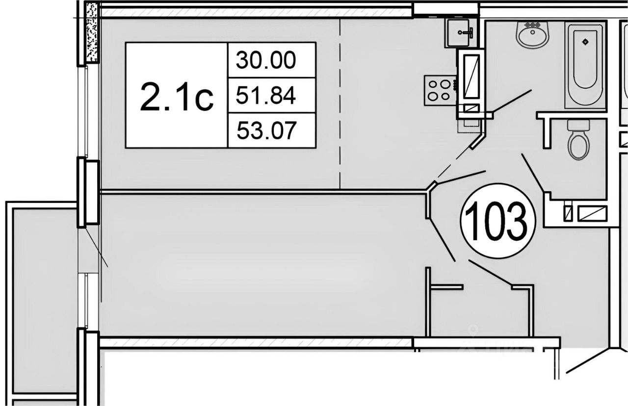 Планировка этой квартиры по данным Циан
