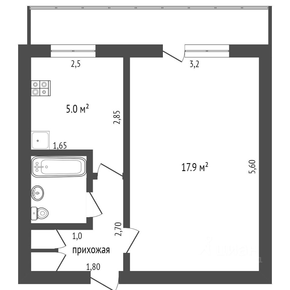 Планировка этой квартиры по данным Циан