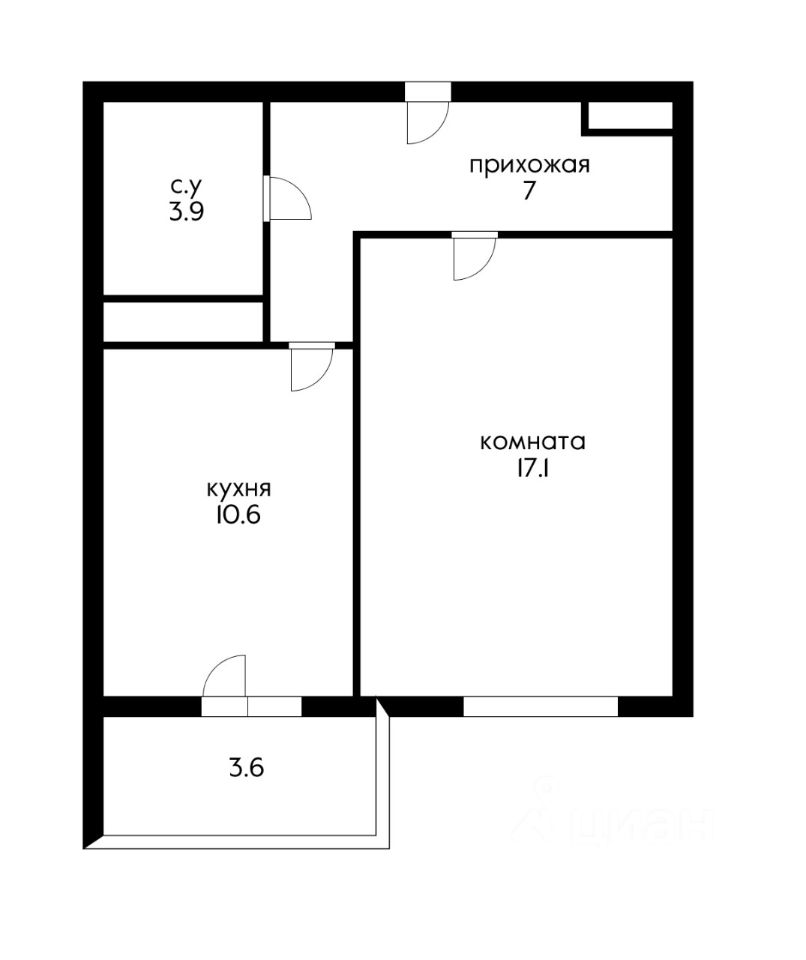 Планировка этой квартиры по данным Циан