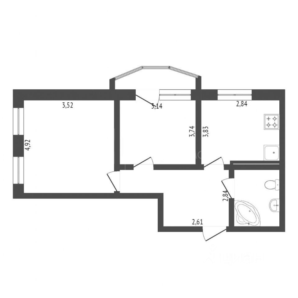 Планировка этой квартиры по данным Циан