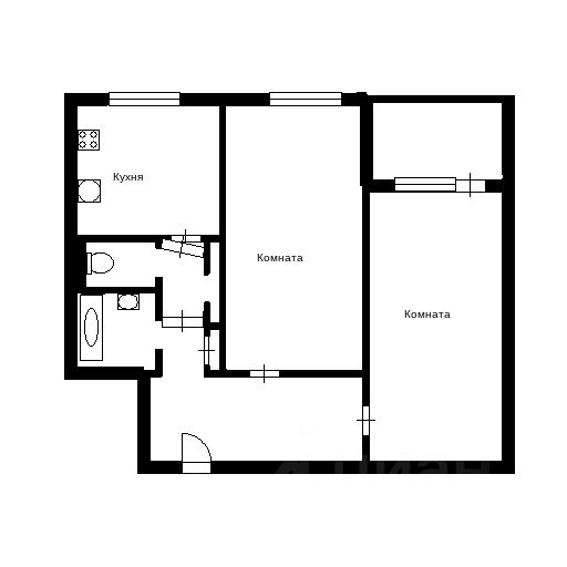 Планировка этой квартиры по данным Циан