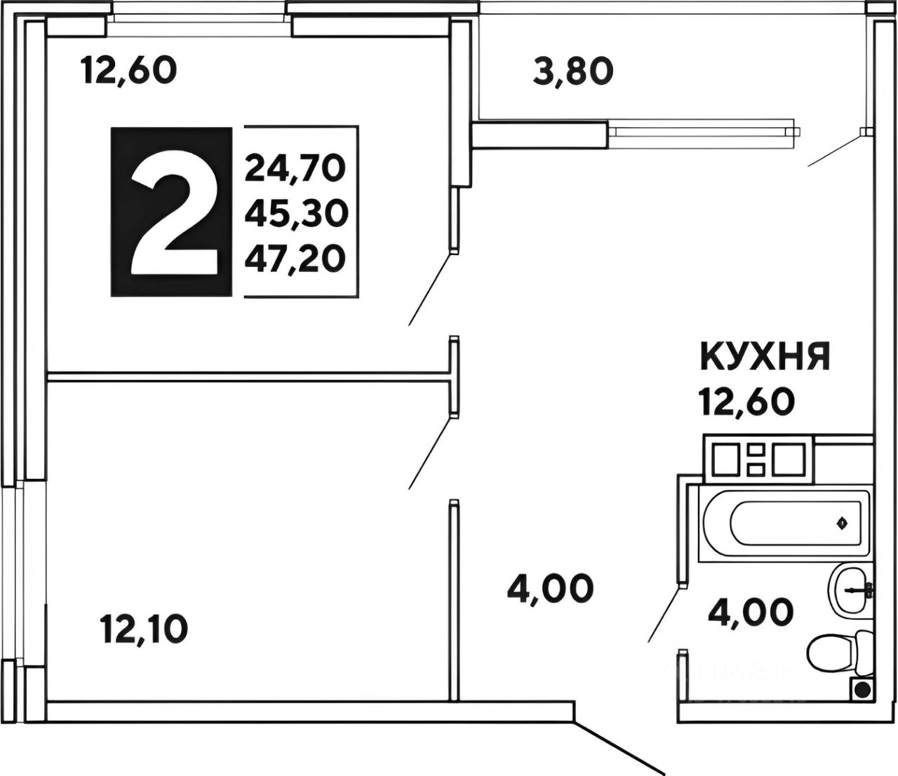 Планировка этой квартиры по данным Циан