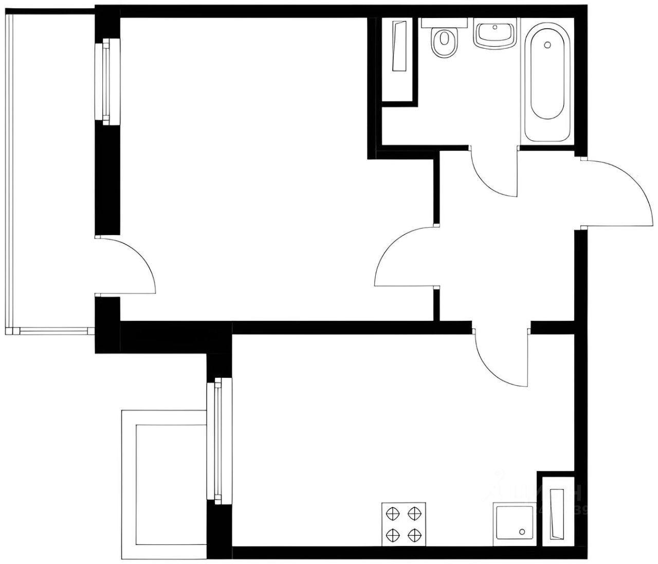 Планировка этой квартиры по данным Циан