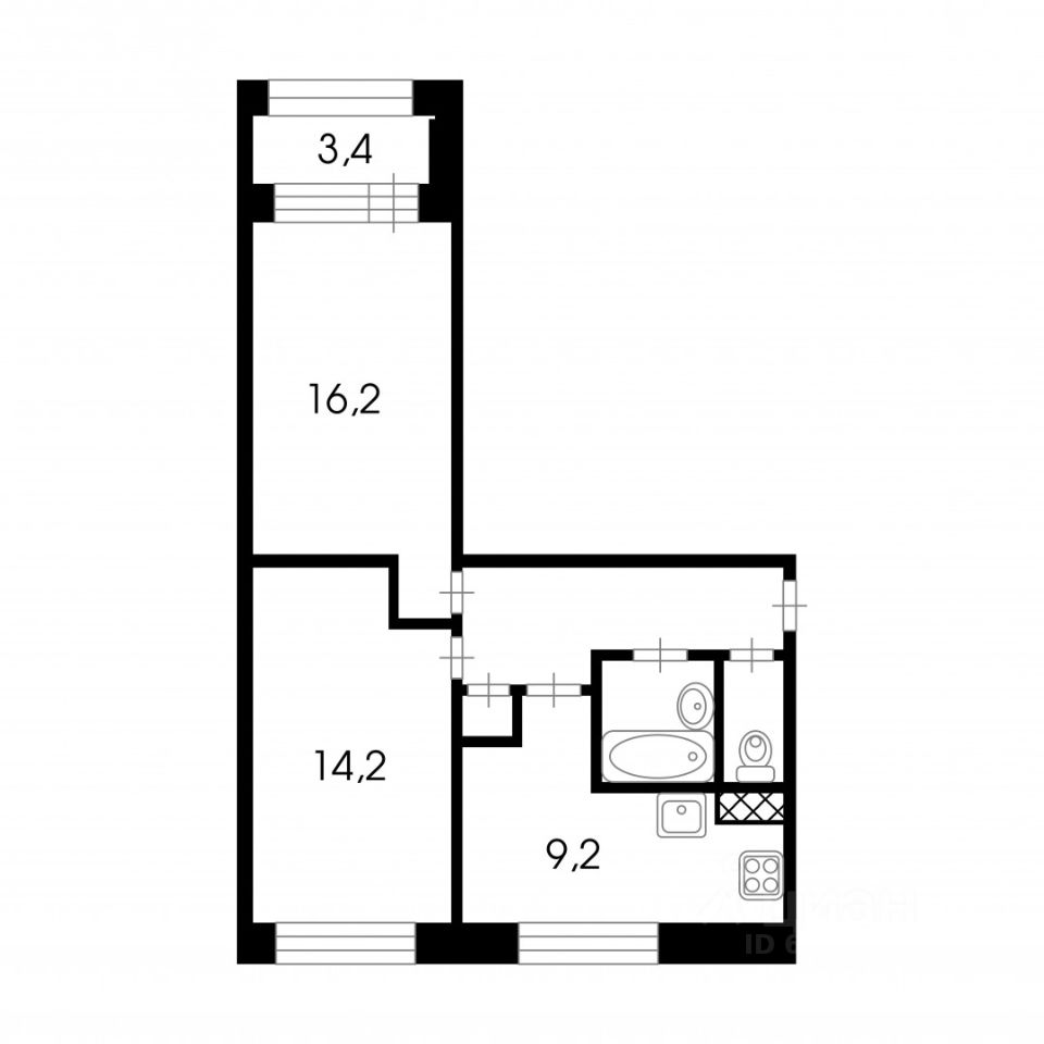 Планировка этой квартиры по данным Циан
