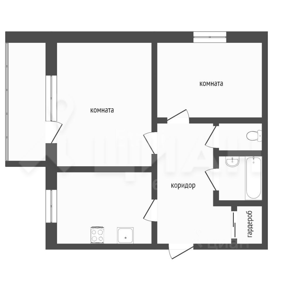 Планировка этой квартиры по данным Циан