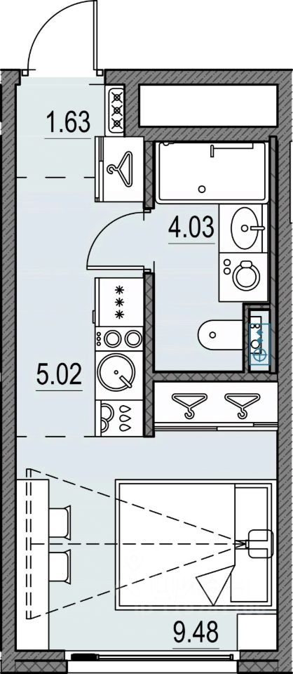 Студия, 20,1 м², 3/17 этаж