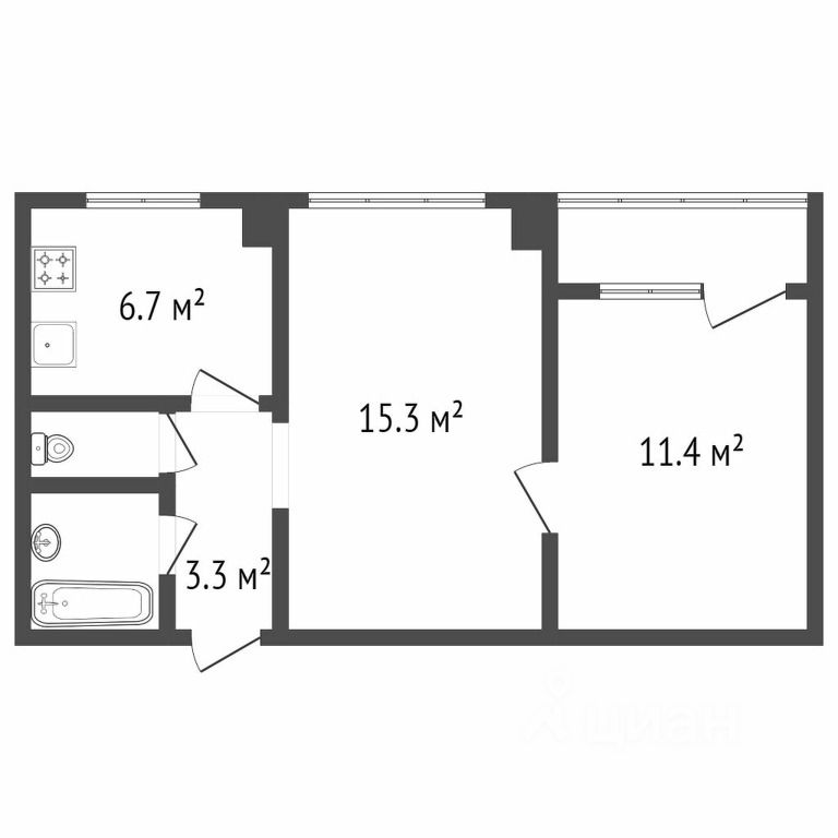 Планировка этой квартиры по данным Циан