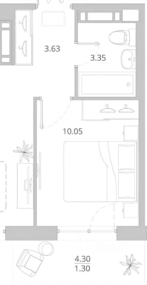 Планировка этой квартиры по данным Циан