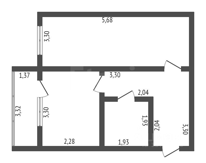 Планировка этой квартиры по данным Циан
