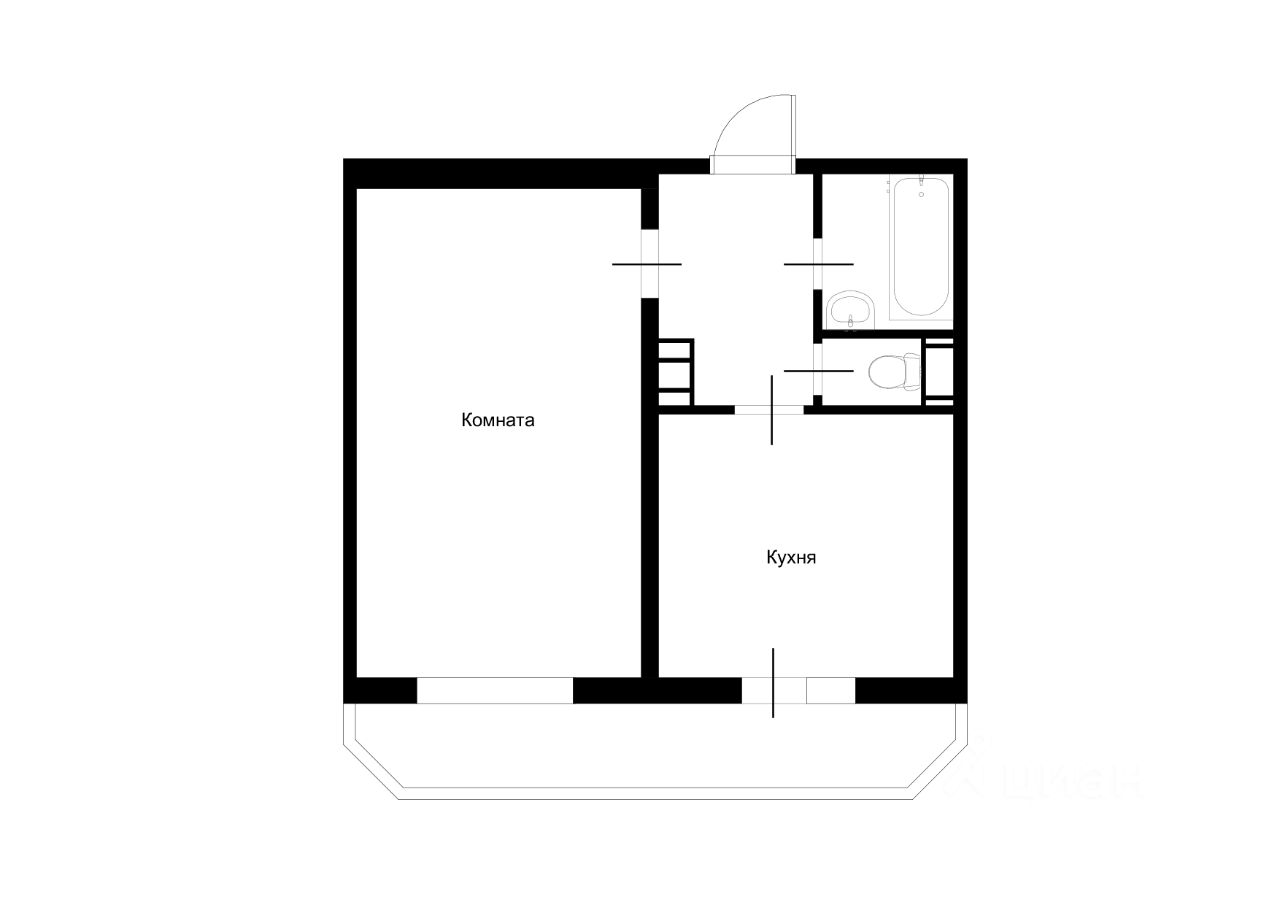 Планировка этой квартиры по данным Циан