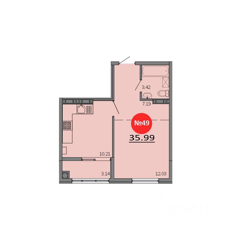 1-комн.кв., 36 м², 8/8 этаж