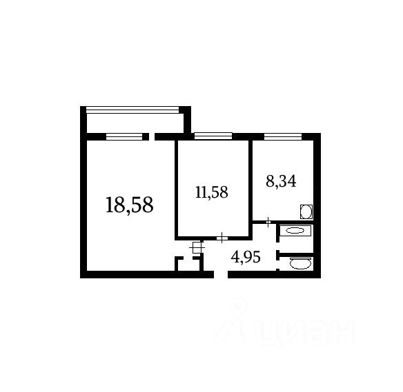Планировка этой квартиры по данным Циан