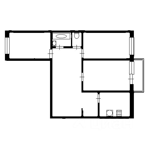 Планировка этой квартиры по данным Циан