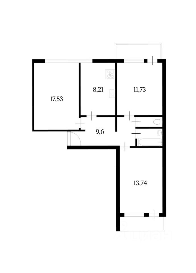 Планировка этой квартиры по данным Циан
