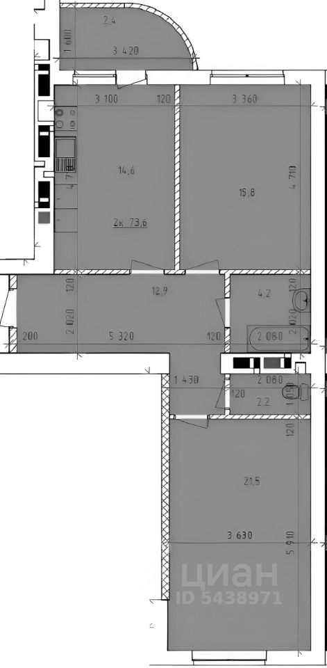 Планировка этой квартиры по данным Циан