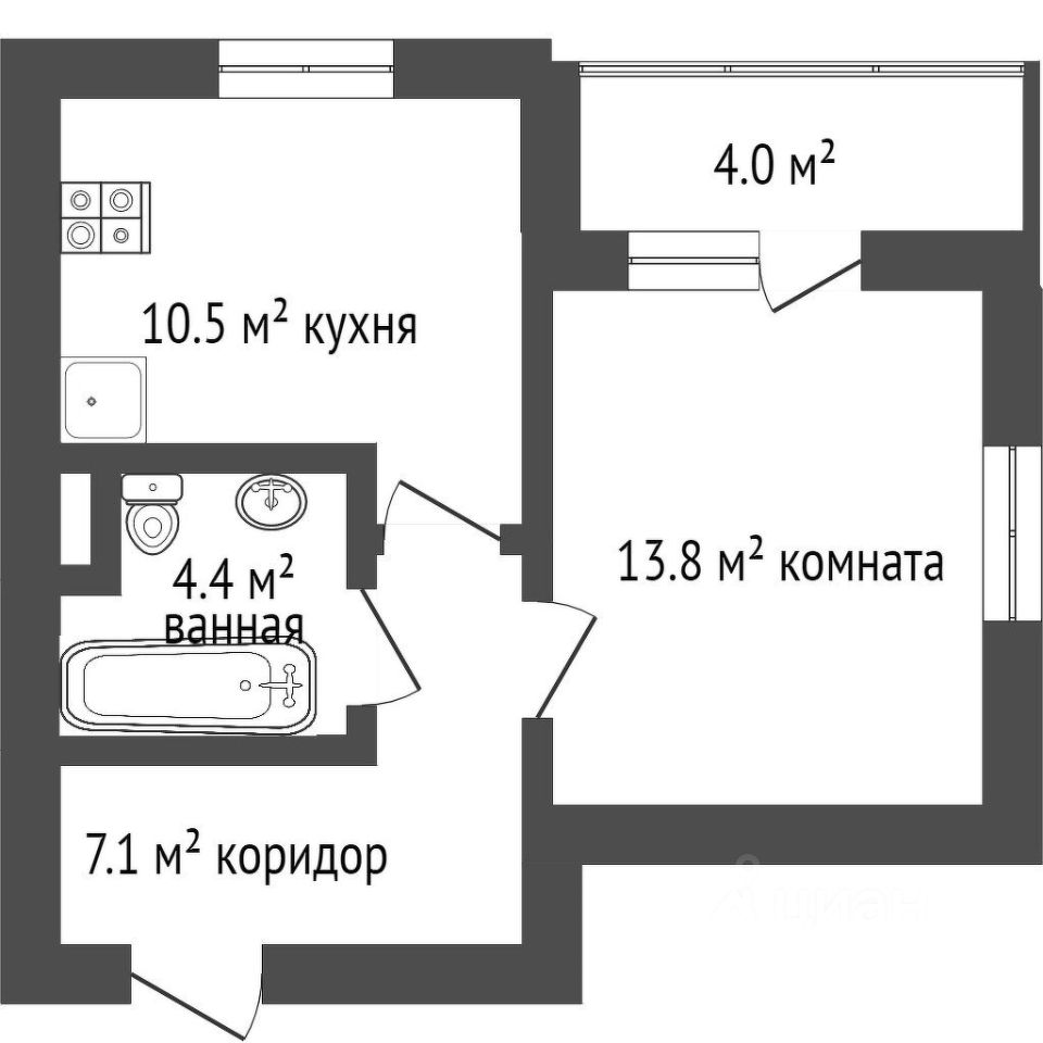 Планировка этой квартиры по данным Циан