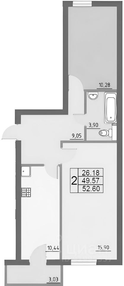 Планировка этой квартиры по данным Циан