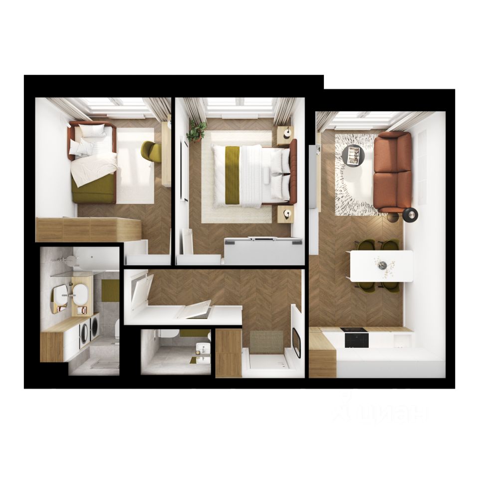 2-комн.кв., 50,3 м², 14/25 этаж