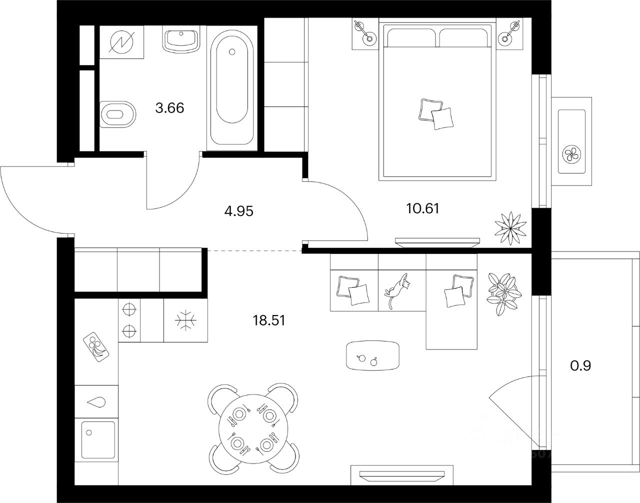 1-комн.кв., 38,6 м², 15/24 этаж