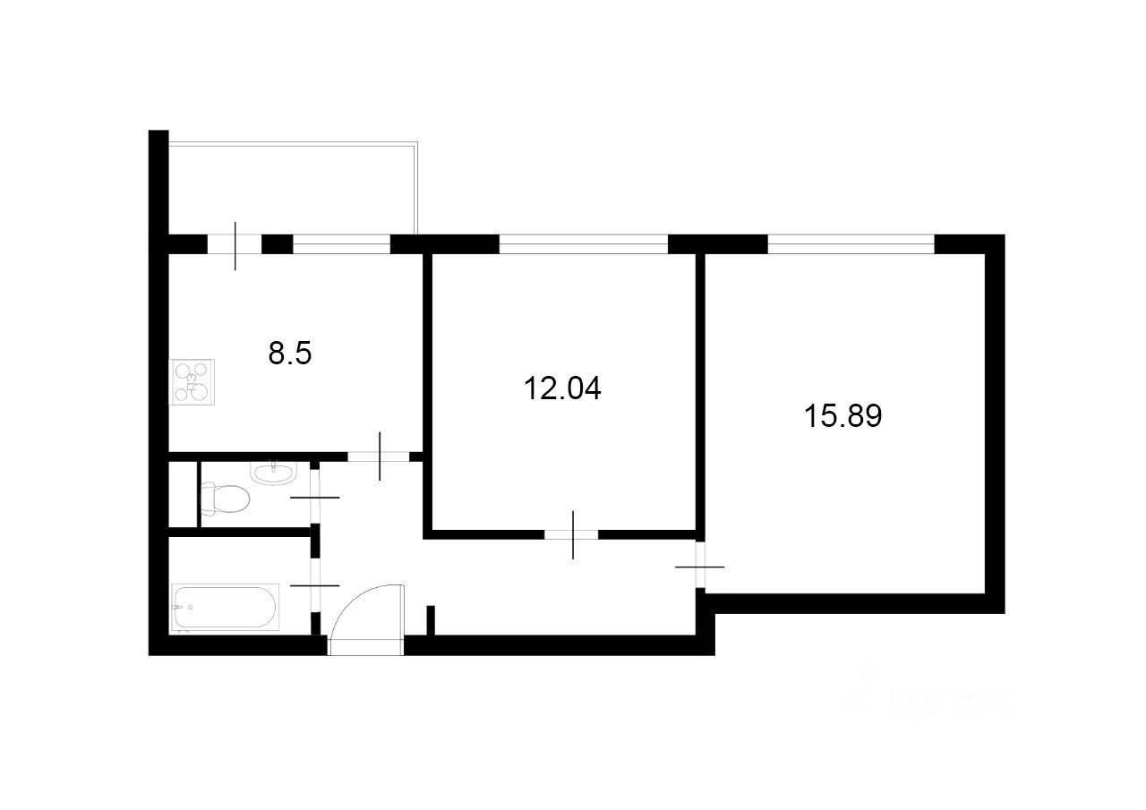 Планировка этой квартиры по данным Циан