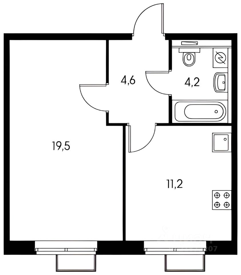 Планировка этой квартиры по данным Циан