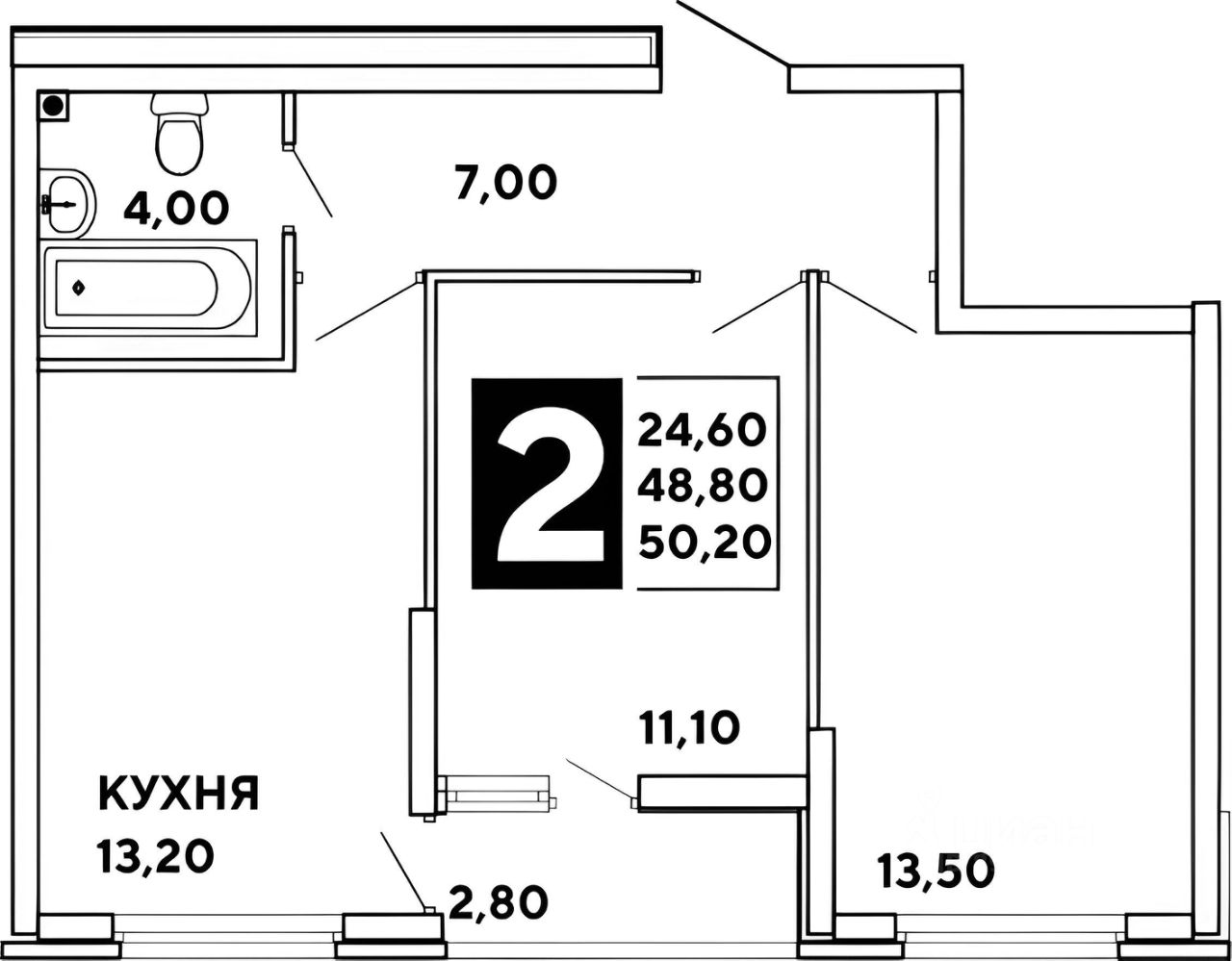 Планировка этой квартиры по данным Циан