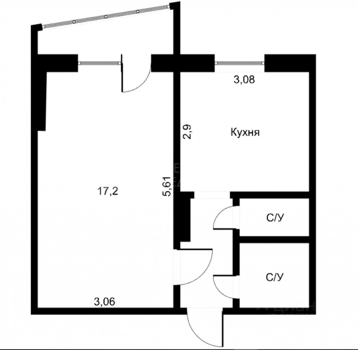 Планировка этой квартиры по данным Циан