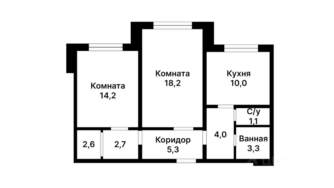 Планировка этой квартиры по данным Циан