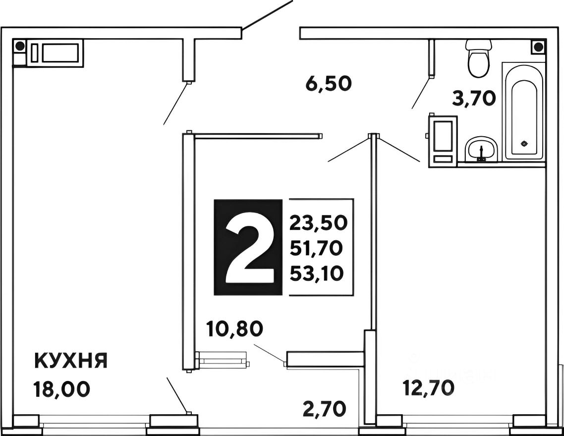 Планировка этой квартиры по данным Циан
