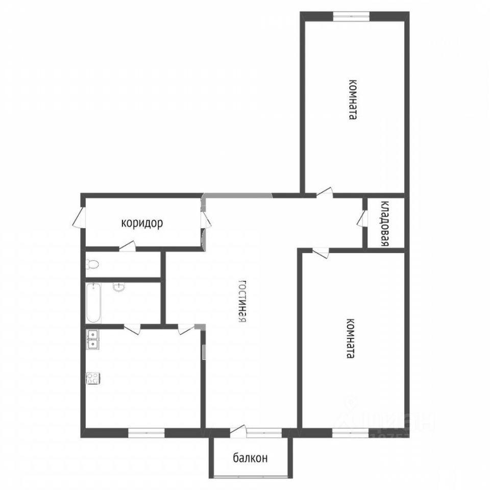Планировка этой квартиры по данным Циан